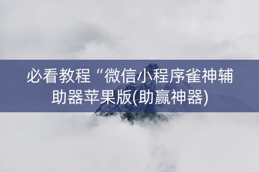 必看教程“微信小程序雀神辅助器苹果版(助赢神器)