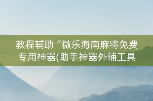 教程辅助“微乐海南麻将免费专用神器(助手神器外辅工具)