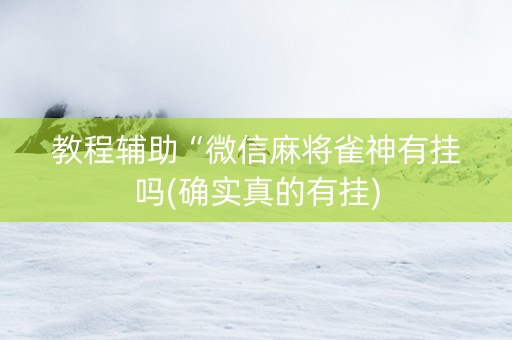教程辅助“微信麻将雀神有挂吗(确实真的有挂)