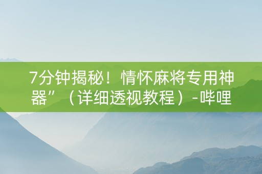 7分钟揭秘！情怀麻将专用神器”（详细透视教程）-哔哩哔哩