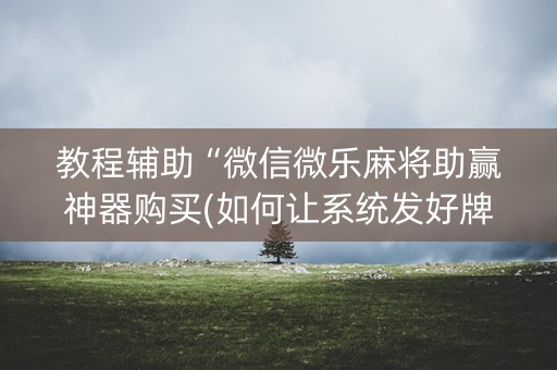 教程辅助“微信微乐麻将助赢神器购买(如何让系统发好牌)