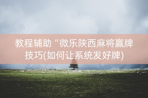 教程辅助“微乐陕西麻将赢牌技巧(如何让系统发好牌)