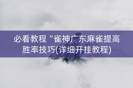 必看教程“雀神广东麻雀提高胜率技巧(详细开挂教程)