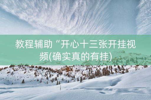 教程辅助“开心十三张开挂视频(确实真的有挂)