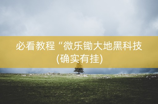 必看教程“微乐锄大地黑科技(确实有挂)