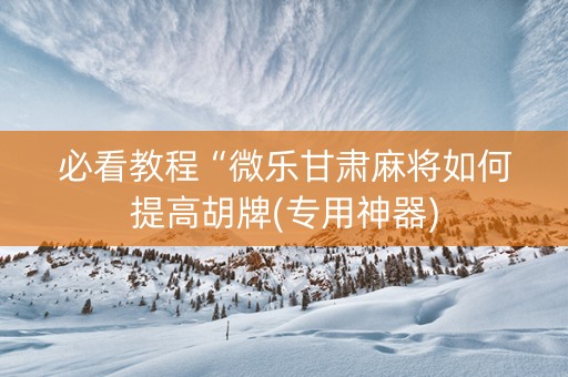 必看教程“微乐甘肃麻将如何提高胡牌(专用神器)
