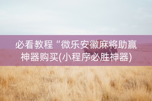 必看教程“微乐安徽麻将助赢神器购买(小程序必胜神器)