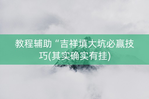 教程辅助“吉祥填大坑必赢技巧(其实确实有挂)