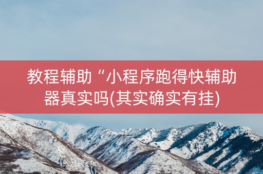 教程辅助“小程序跑得快辅助器真实吗(其实确实有挂)