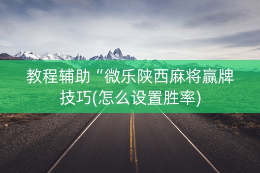 教程辅助“微乐陕西麻将赢牌技巧(怎么设置胜率)