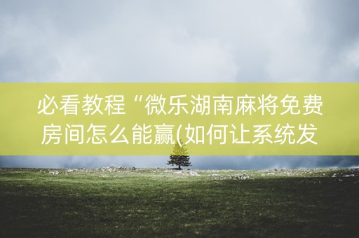 必看教程“微乐湖南麻将免费房间怎么能赢(如何让系统发好牌)
