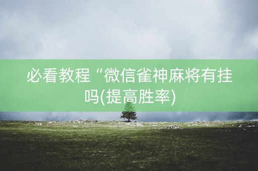 必看教程“微信雀神麻将有挂吗(提高胜率)