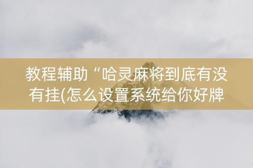 教程辅助“哈灵麻将到底有没有挂(怎么设置系统给你好牌)