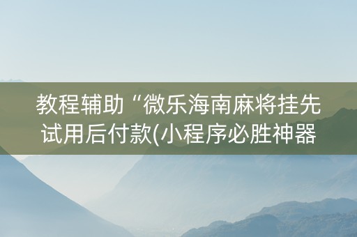 教程辅助“微乐海南麻将挂先试用后付款(小程序必胜神器)