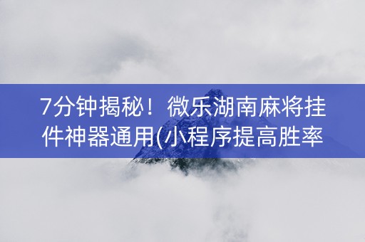 7分钟揭秘！微乐湖南麻将挂件神器通用(小程序提高胜率)