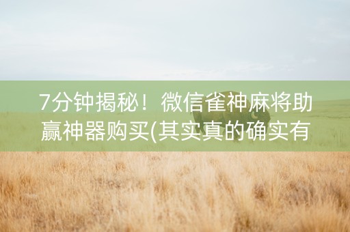 7分钟揭秘！微信雀神麻将助赢神器购买(其实真的确实有挂)