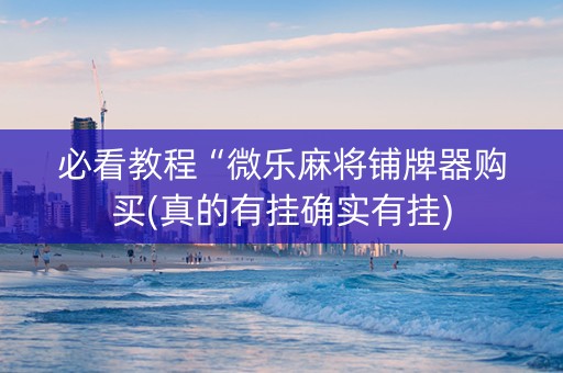 必看教程“微乐麻将铺牌器购买(真的有挂确实有挂)