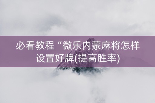 必看教程“微乐内蒙麻将怎样设置好牌(提高胜率)