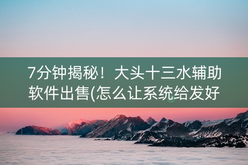 7分钟揭秘！大头十三水辅助软件出售(怎么让系统给发好牌)
