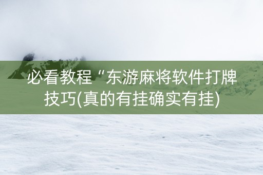 必看教程“东游麻将软件打牌技巧(真的有挂确实有挂)