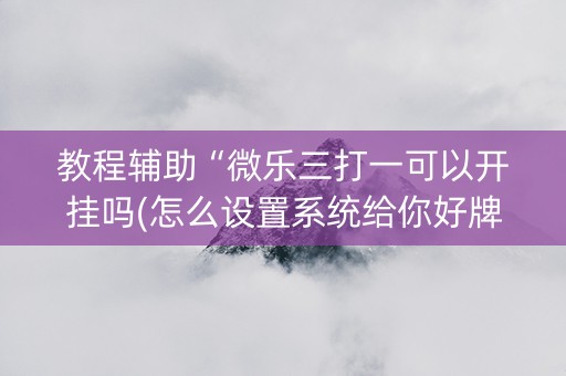 教程辅助“微乐三打一可以开挂吗(怎么设置系统给你好牌)