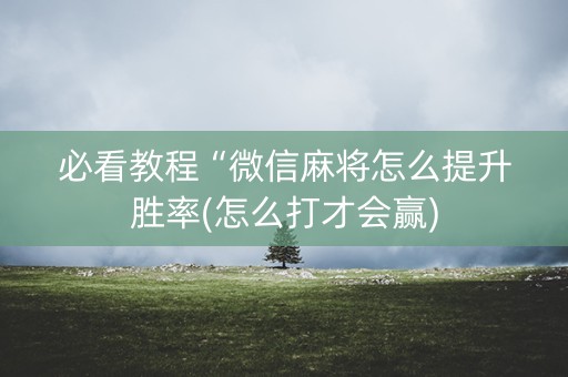 必看教程“微信麻将怎么提升胜率(怎么打才会赢)