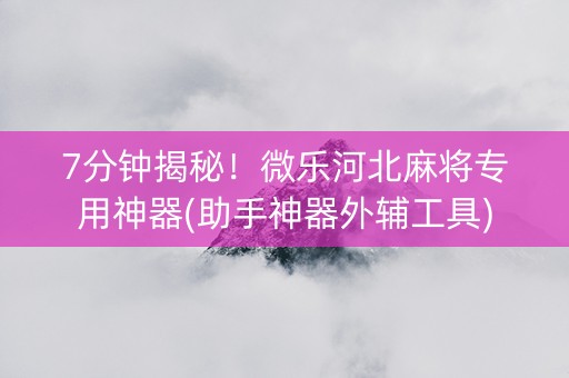 7分钟揭秘！微乐河北麻将专用神器(助手神器外辅工具)