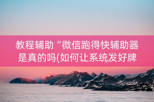 教程辅助“微信跑得快辅助器是真的吗(如何让系统发好牌)
