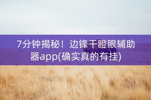 7分钟揭秘！边锋干瞪眼辅助器app(确实真的有挂)