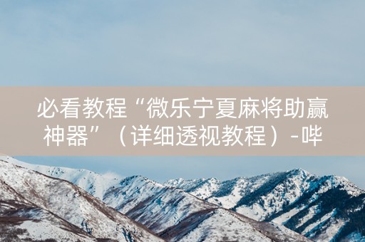 必看教程“微乐宁夏麻将助赢神器”（详细透视教程）-哔哩哔哩