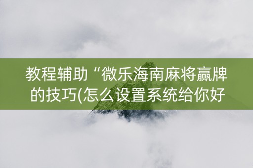 教程辅助“微乐海南麻将赢牌的技巧(怎么设置系统给你好牌)