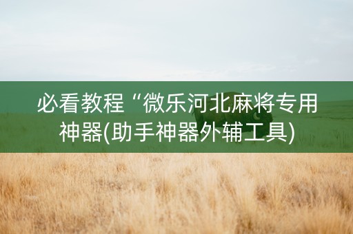 必看教程“微乐河北麻将专用神器(助手神器外辅工具)