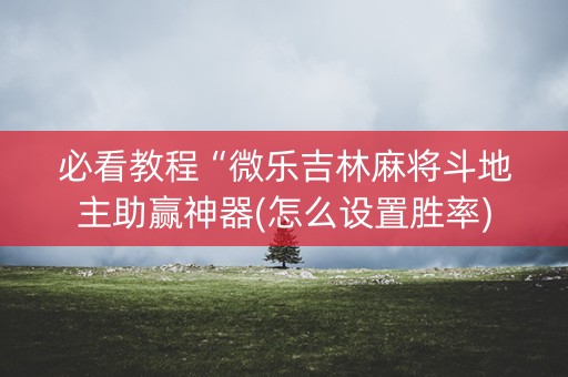 必看教程“微乐吉林麻将斗地主助赢神器(怎么设置胜率)