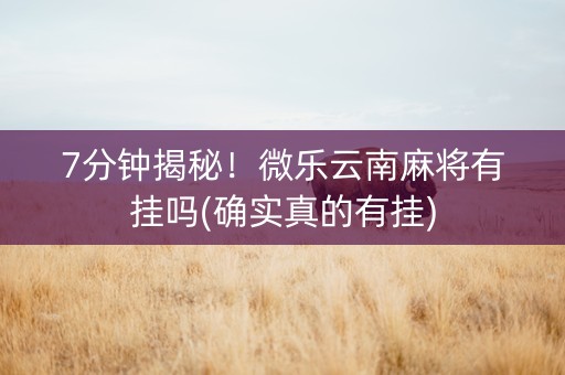 7分钟揭秘！微乐云南麻将有挂吗(确实真的有挂)