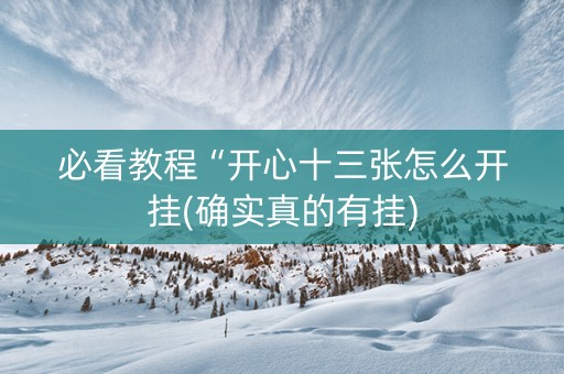 必看教程“开心十三张怎么开挂(确实真的有挂)