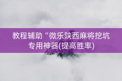 教程辅助“微乐陕西麻将挖坑专用神器(提高胜率)