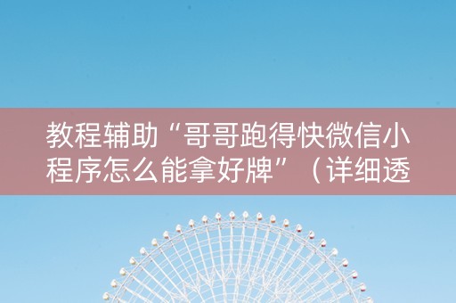 教程辅助“哥哥跑得快微信小程序怎么能拿好牌”（详细透视教程）-哔哩哔哩
