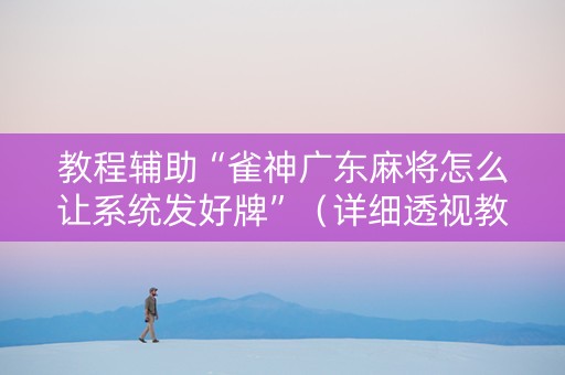 教程辅助“雀神广东麻将怎么让系统发好牌”（详细透视教程）-哔哩哔哩