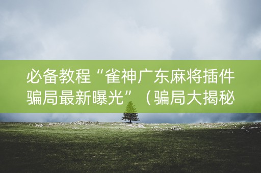 必备教程“雀神广东麻将插件骗局最新曝光”（骗局大揭秘)