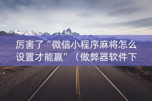 厉害了“微信小程序麻将怎么设置才能赢”（做弊器软件下载)