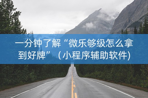一分钟了解“微乐够级怎么拿到好牌”（小程序辅助软件)