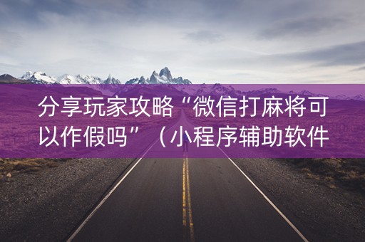 分享玩家攻略“微信打麻将可以作假吗”（小程序辅助软件)
