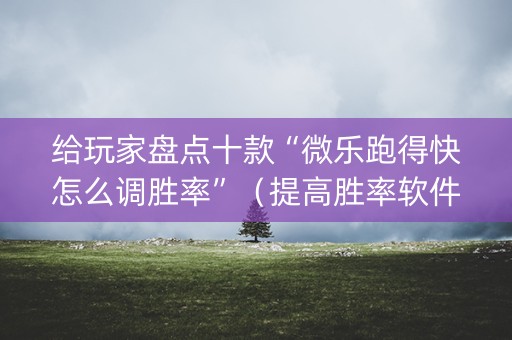给玩家盘点十款“微乐跑得快怎么调胜率”（提高胜率软件)