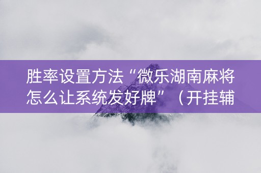 胜率设置方法“微乐湖南麻将怎么让系统发好牌”（开挂辅助器插件)