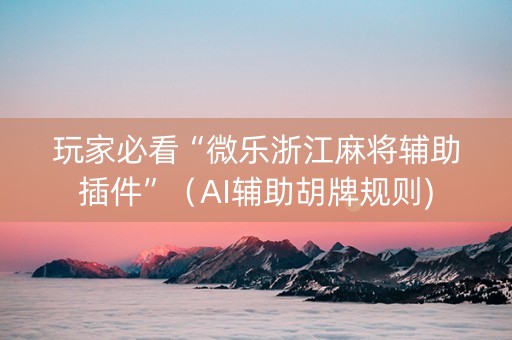 玩家必看“微乐浙江麻将辅助插件”（AI辅助胡牌规则)