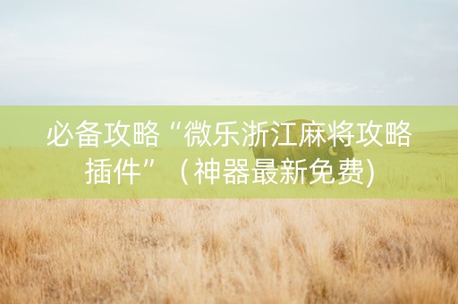 必备攻略“微乐浙江麻将攻略插件”（神器最新免费)