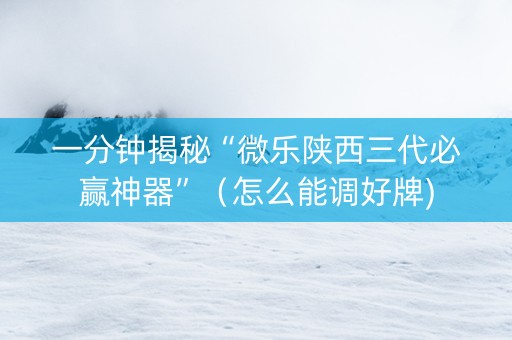 一分钟揭秘“微乐陕西三代必赢神器”（怎么能调好牌)