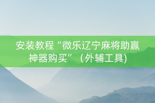 安装教程“微乐辽宁麻将助赢神器购买”（外辅工具)