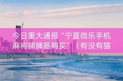 今日重大通报“宁夏微乐手机麻将铺牌器购买”（有没有猫腻)