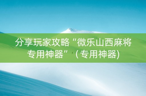 分享玩家攻略“微乐山西麻将专用神器”（专用神器)